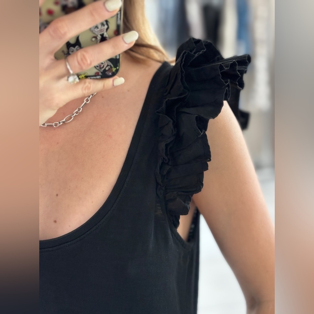 Nation Los Angeles Everleigh Frilly Dress in Jet Black size M - Picture 16 of 16